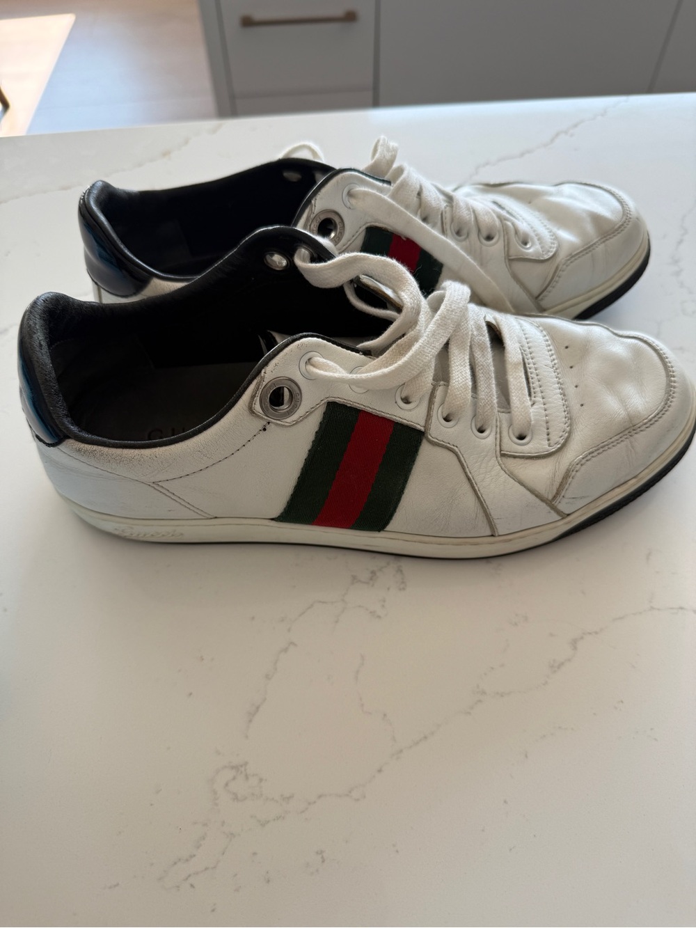 White Gucci Coda web stripe leather sneakers women’s 9 Men’s 7